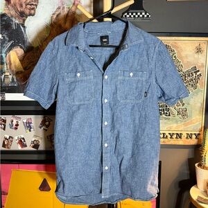 Vans Blue Men's Short Sleeve button up Shirt